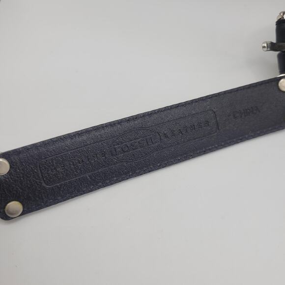 Fossil Belt Small Black Leather Heart Concho Engraved Western Boho Cowgirl Boho